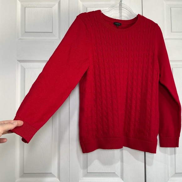 ๐ค Talbots Red Cable Knit Crewneck Sweater - XL - Picture 2 of 6